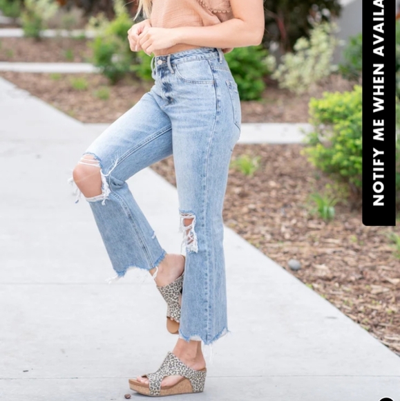 Vervet Blue Melody 90's Vintage High Rise Relaxed Non Stretch Crop Boho Jean 30 - Picture 2 of 10